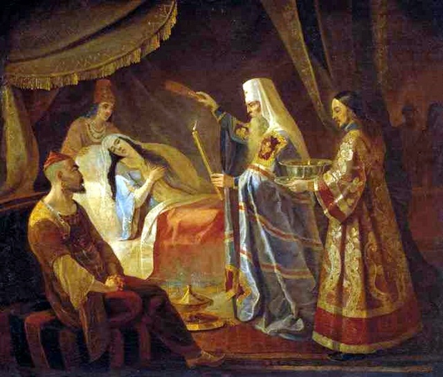 Святитель Алексий исцеляет ханшу Тайдулу. Капков Я. (1816-54).